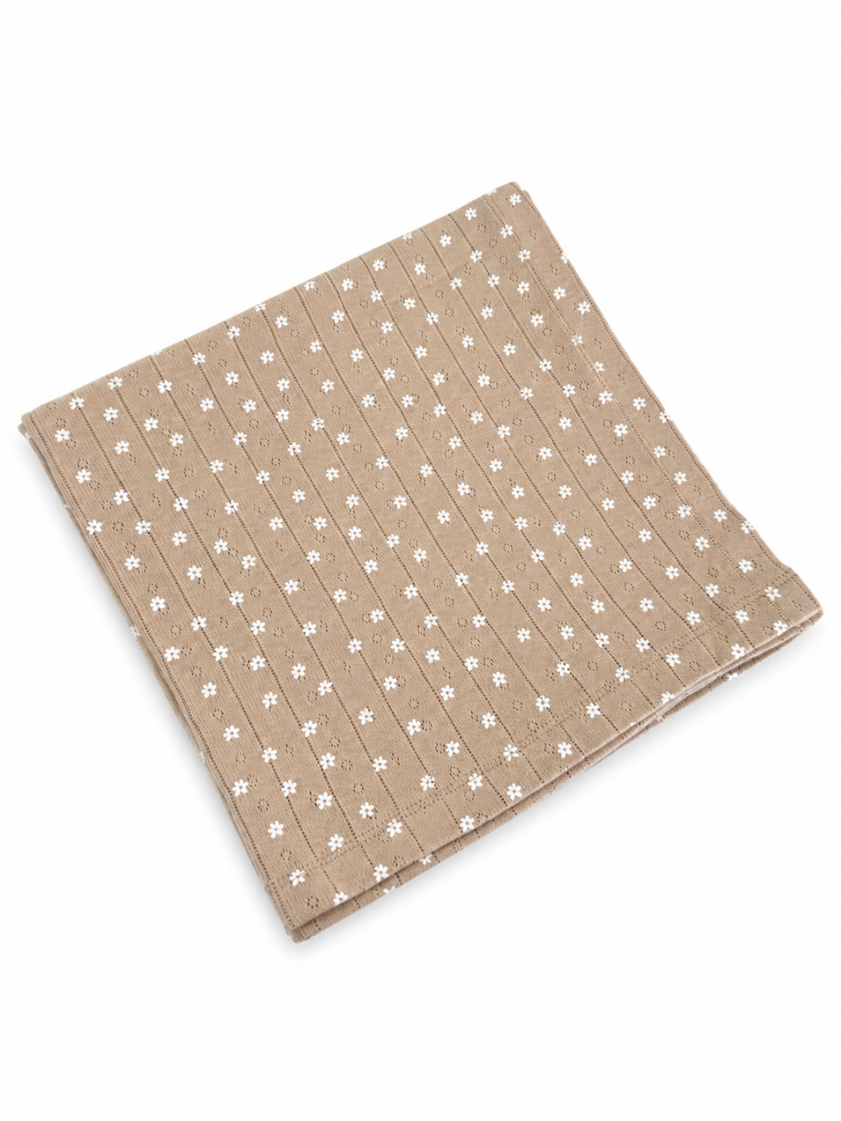 Almond Bloom Pointelle Swaddle blanket flat lay