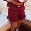 Terry Shorts in Deep Cranberry - waistband detail