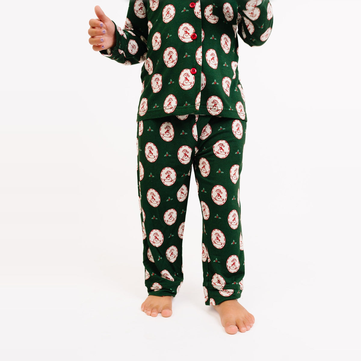 Little One Shop Christmas Goose Kid Long Sleeve Bamboo Button Up Set