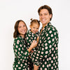 Family in matching Christmas Goose pajamas
