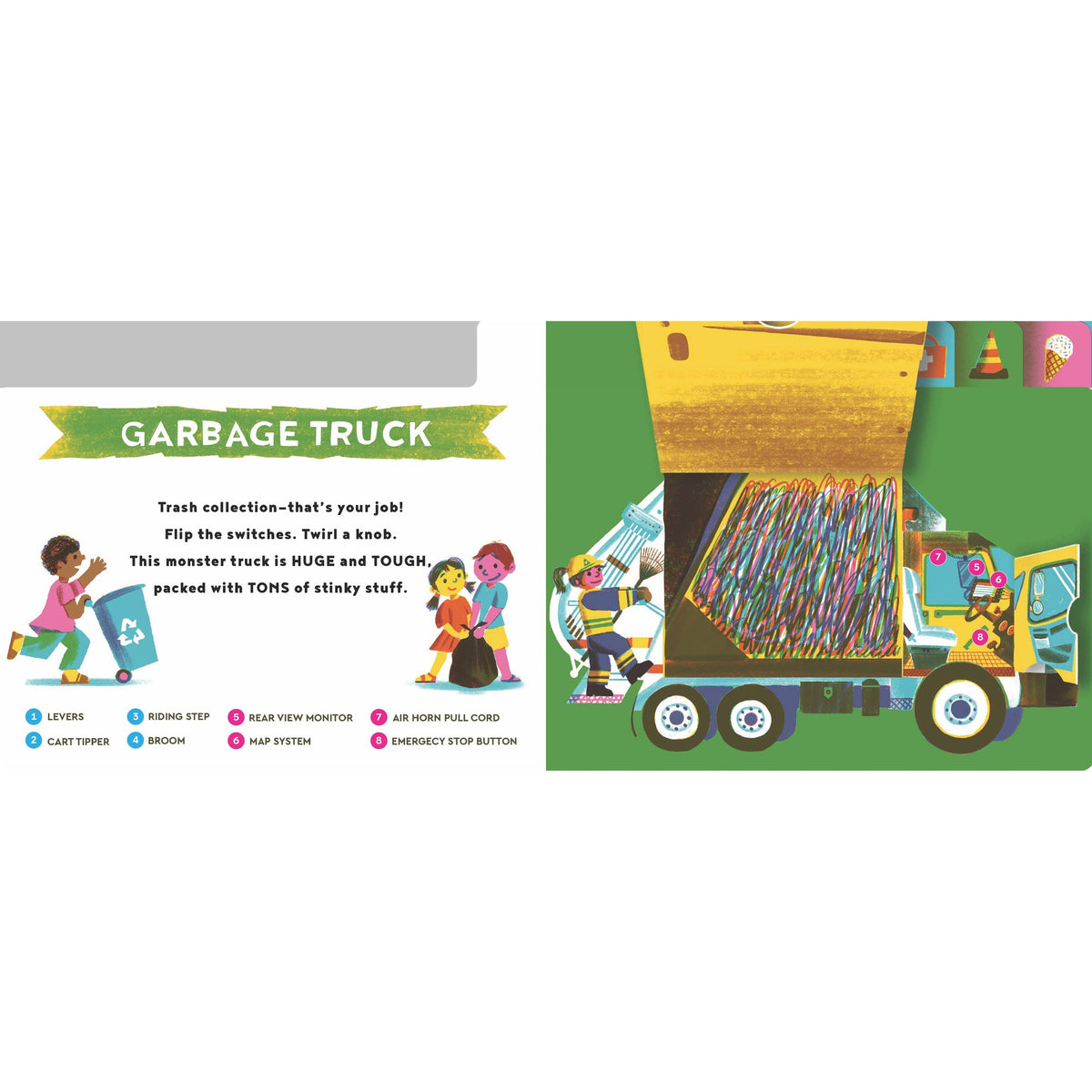 Touch a Truck Day garbage truck flaps