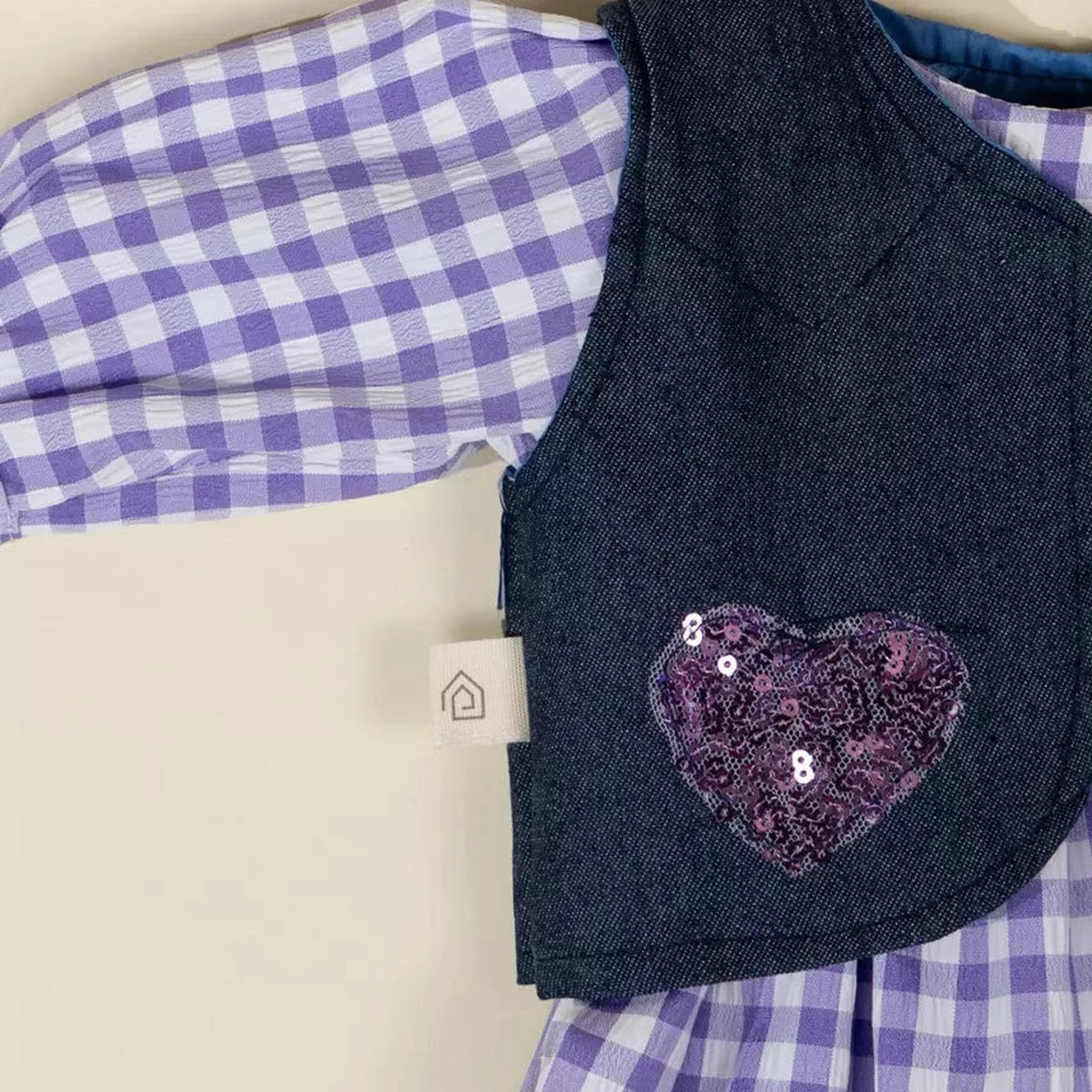 Cowgirl doll denim vest heart detail