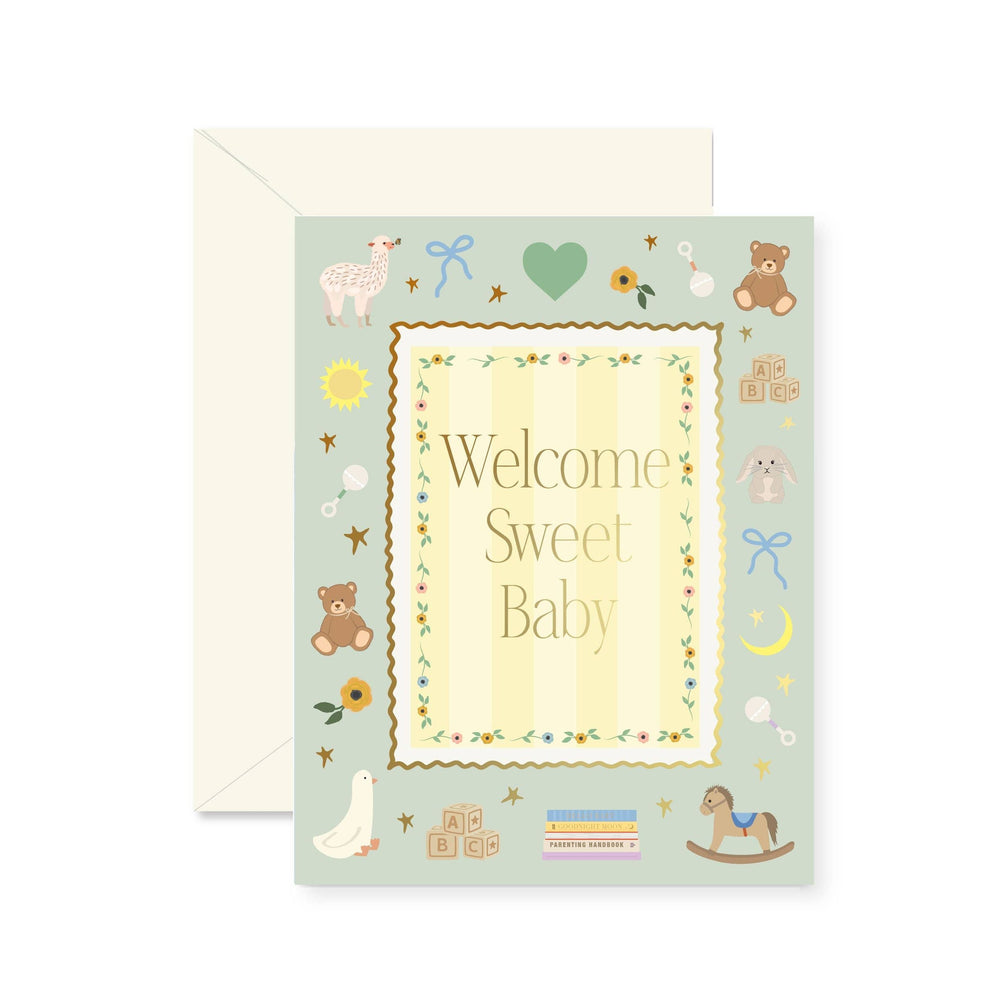 Mint Welcome Sweet Baby Frame Greeting Card