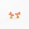 Striped Bow Stud Earrings