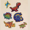 Six completed dinosaur puzzles