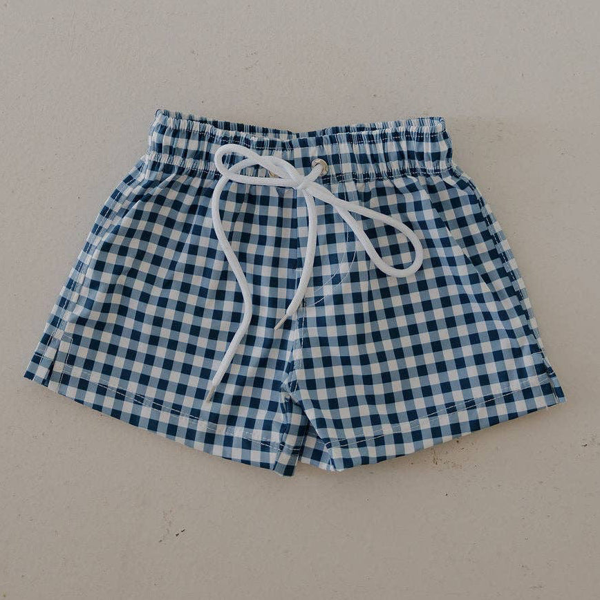 Blue Gingham Child Board Short
