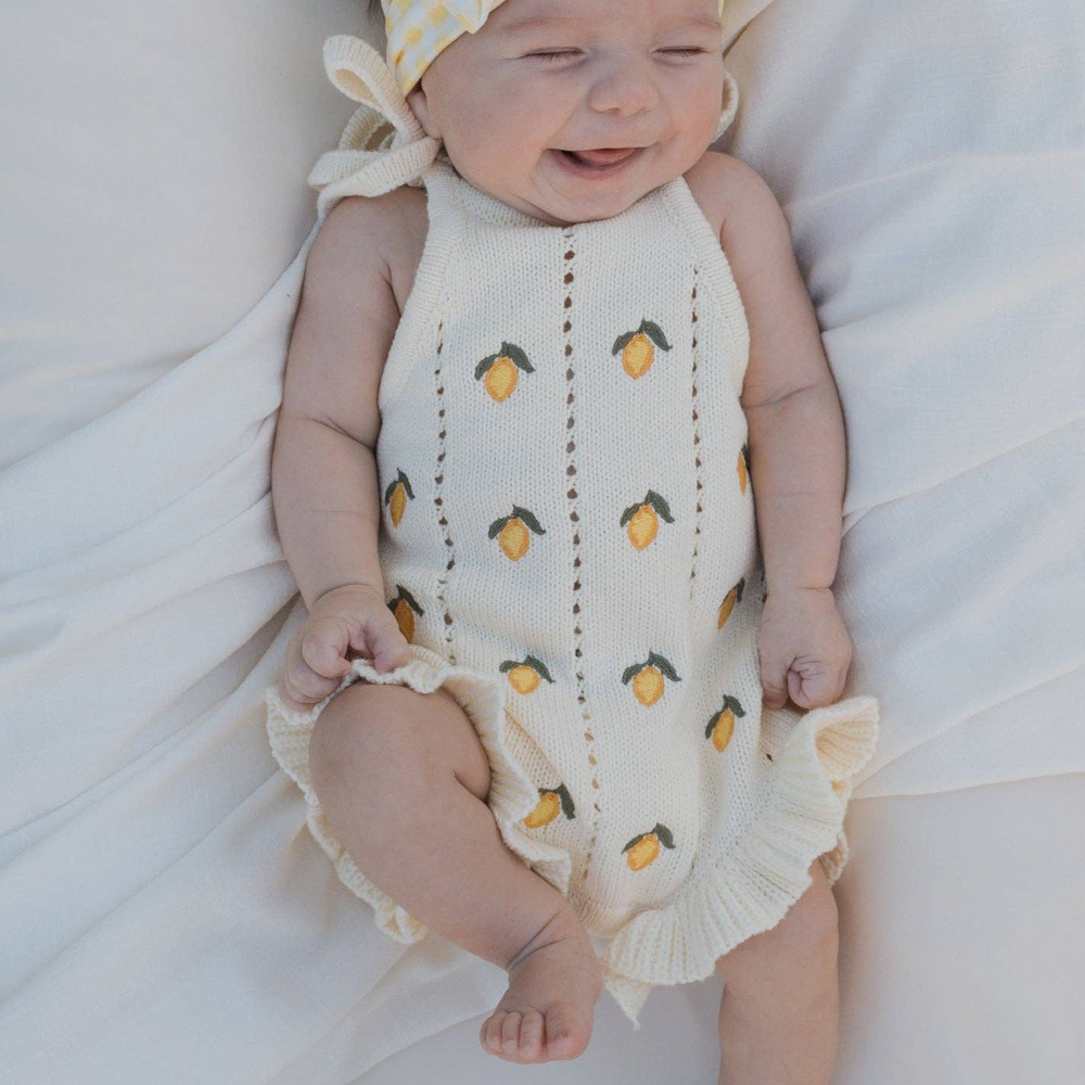 Lemon Knit Baby Romper