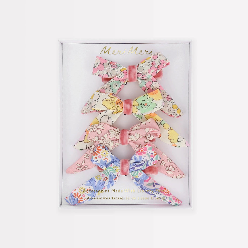 Floral Pattern Bow Hair Clips