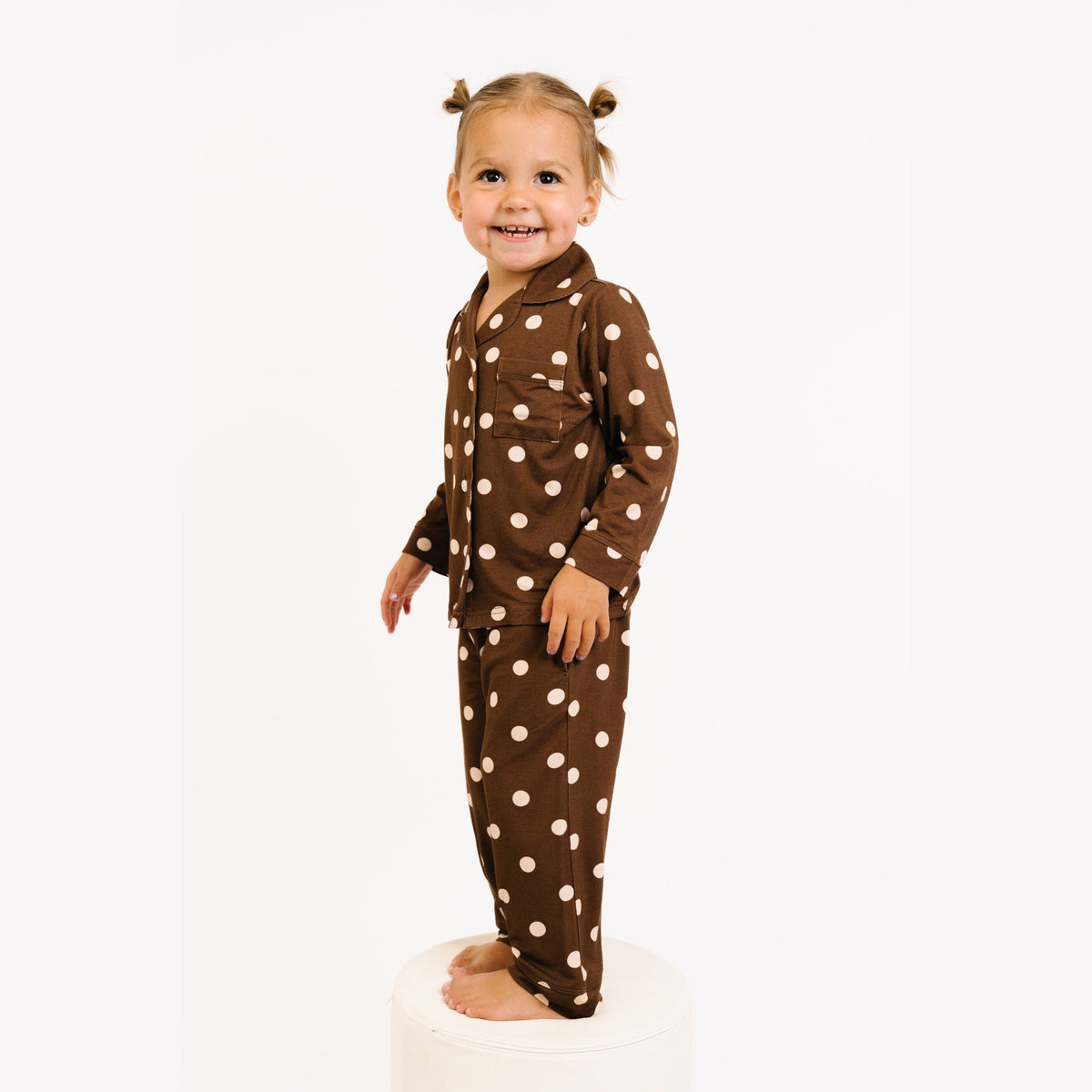 Espresso Polkadot Bamboo Button Up Set