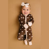 Espresso Polkadot Bamboo Sleeper - fold-over mittens