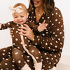 Espresso Polkadot matching mama and baby pajamas