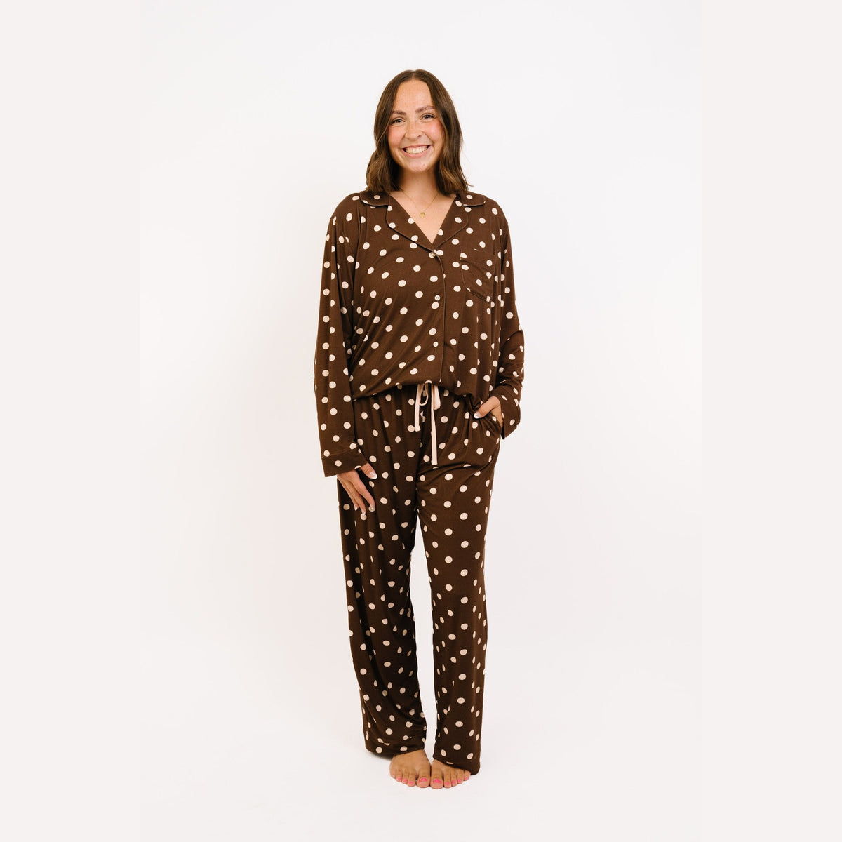 Espresso Polkadot Women's Bamboo Pajama Set