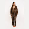 Espresso Polkadot Women's Bamboo Pajama Set - full length