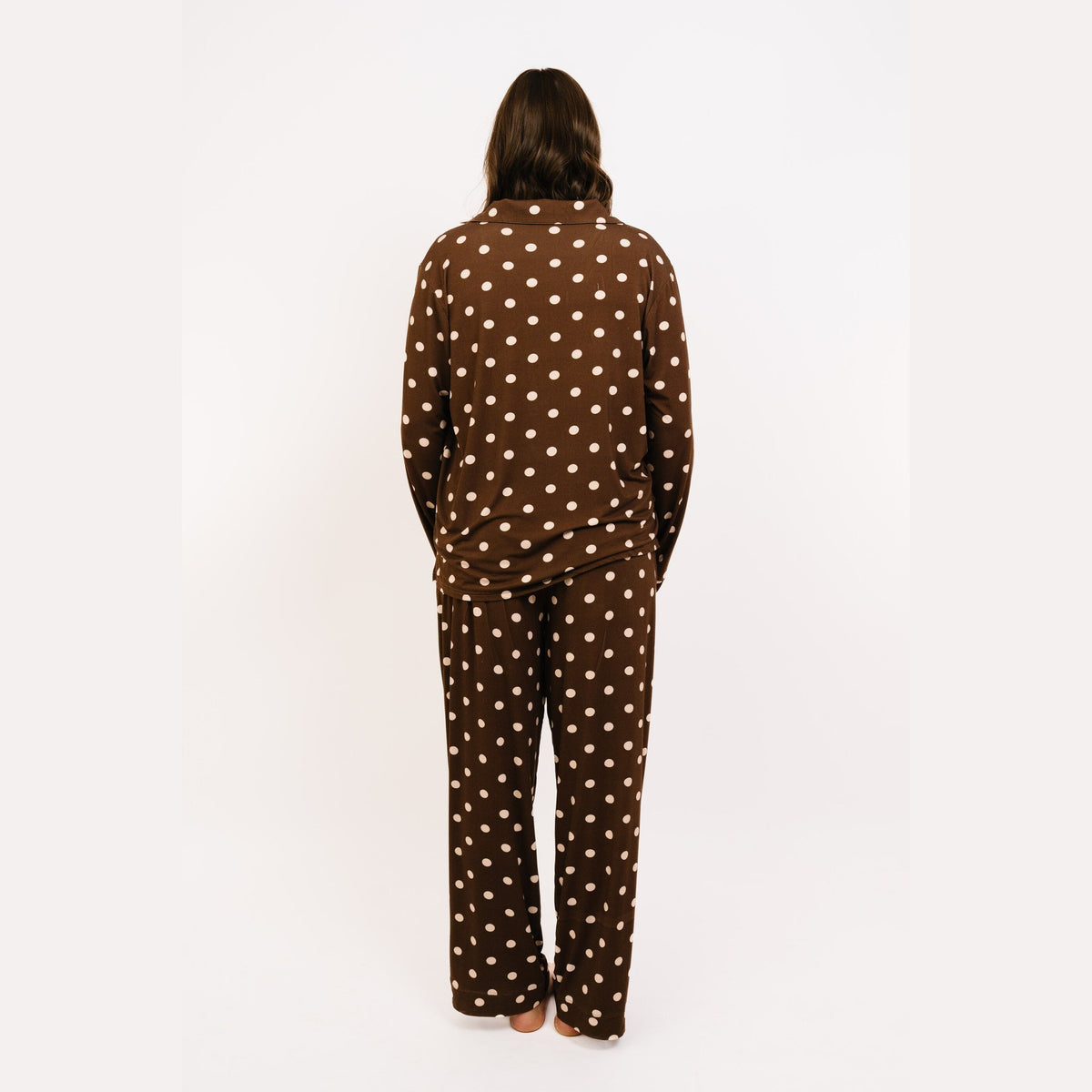 Espresso Polkadot Women's Bamboo Pajama Set - back