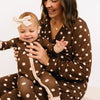 Espresso Polkadot matching mama and baby pajamas