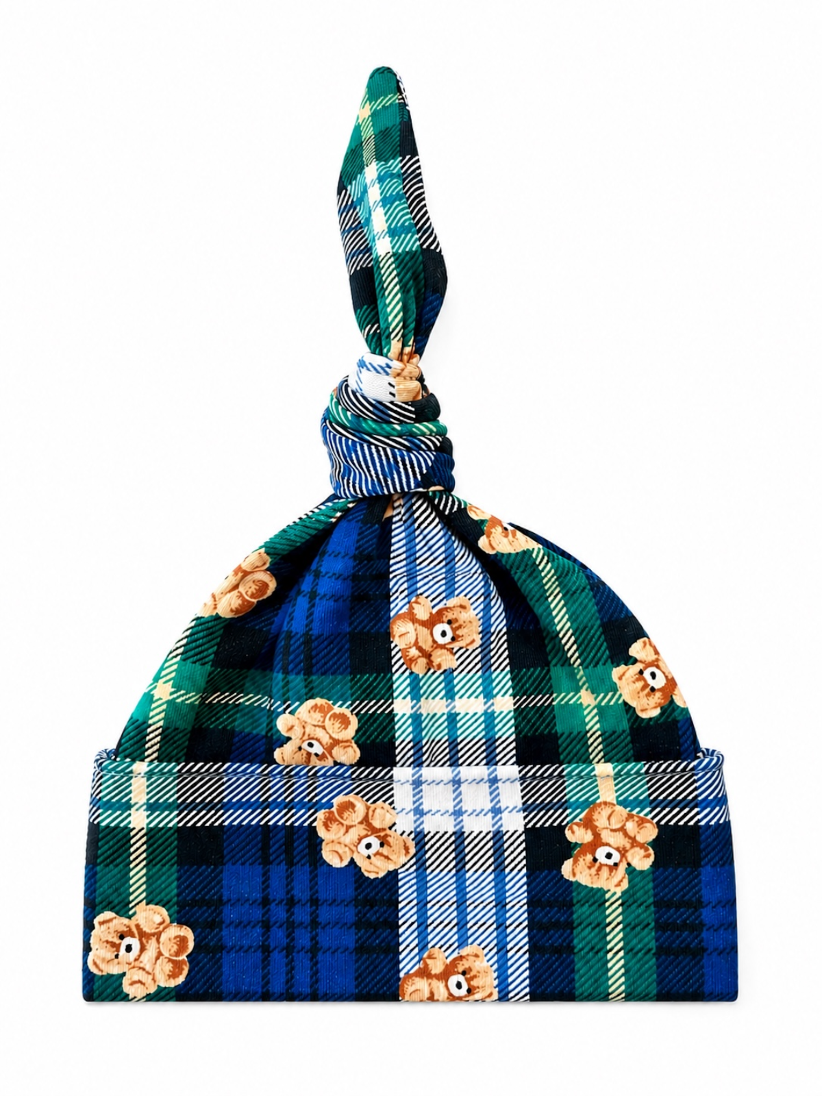 Knot Beanie Classic Teddy Plaid baby hat