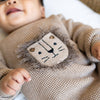 Lion Applique Chunky Sweater Knit Baby Jumpsuit