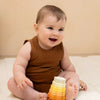 Baby with silicone flower stacker