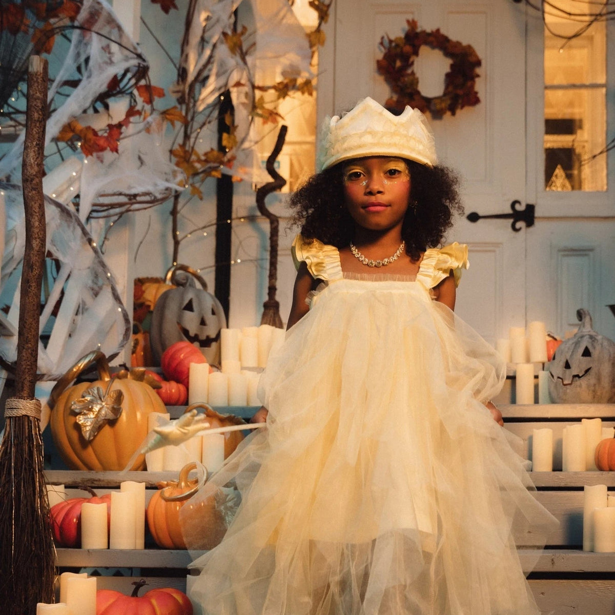 Child wearing gelato princess dress at Halloween