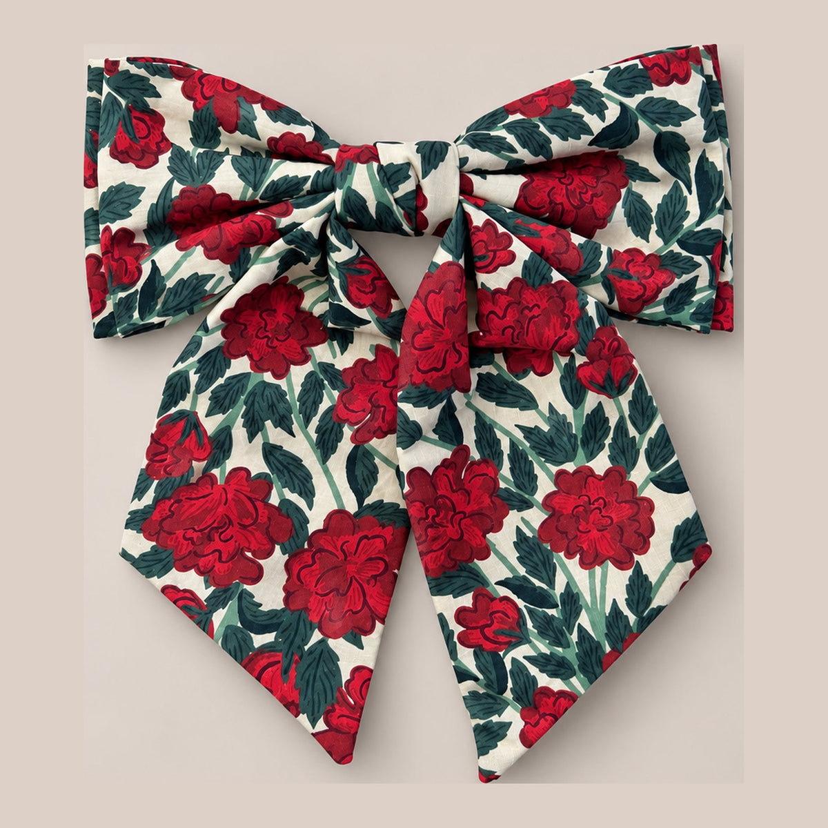 Hair Bow in Red Roses - large