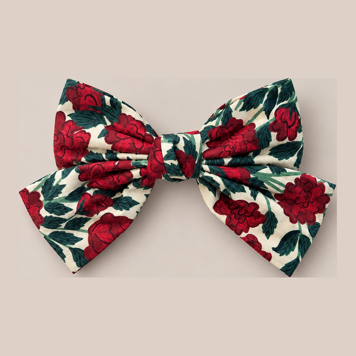 Hair Bow in Red Roses - medium
