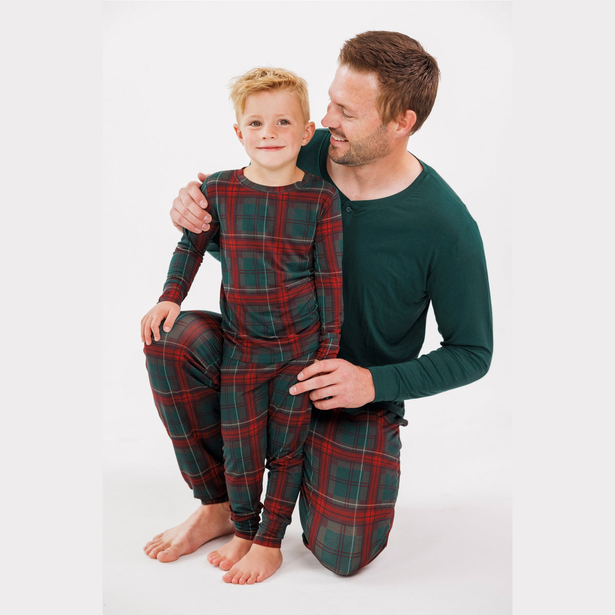 Holiday Heritage Plaid matching father and son pajamas