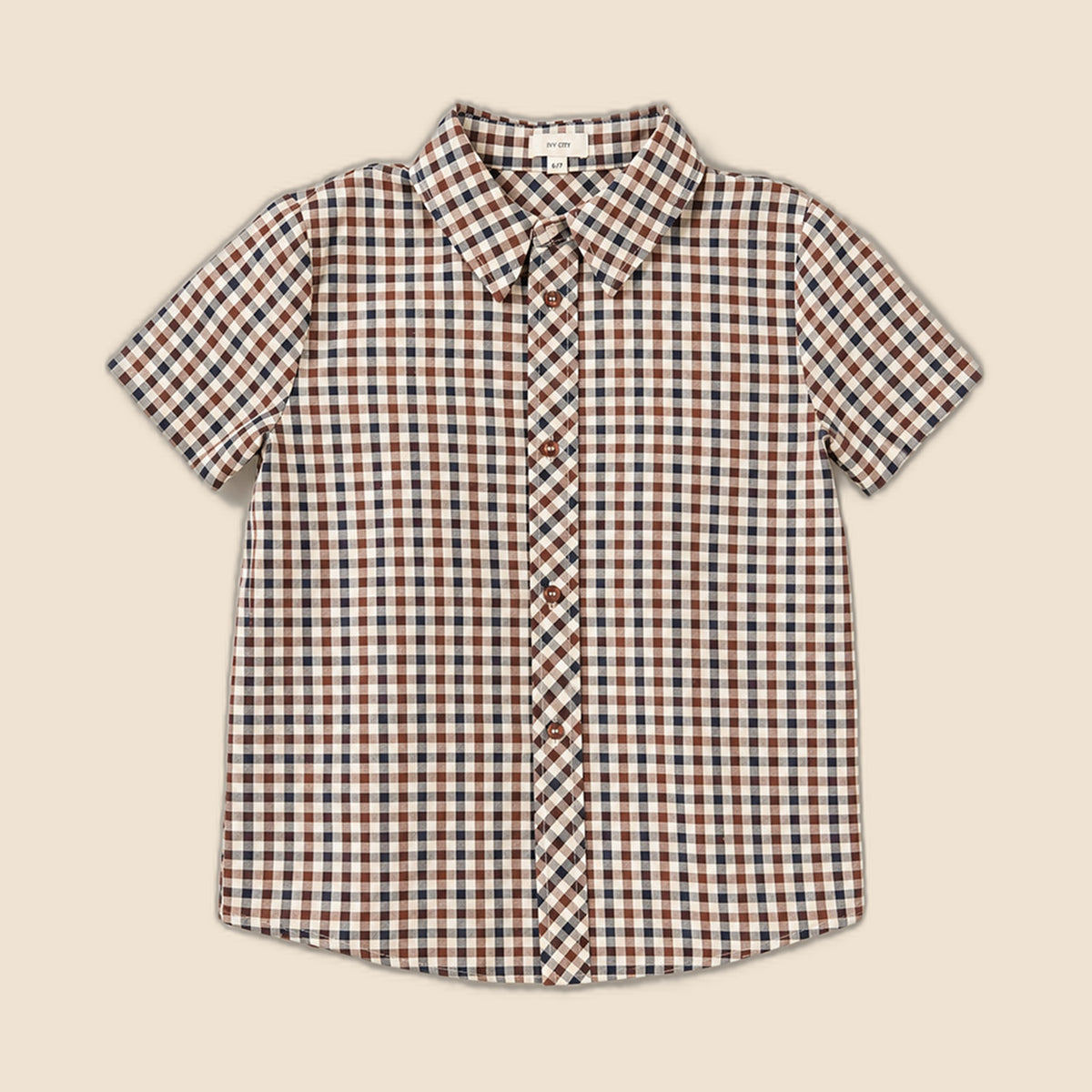 Boys James Shirt in Chestnut Gingham