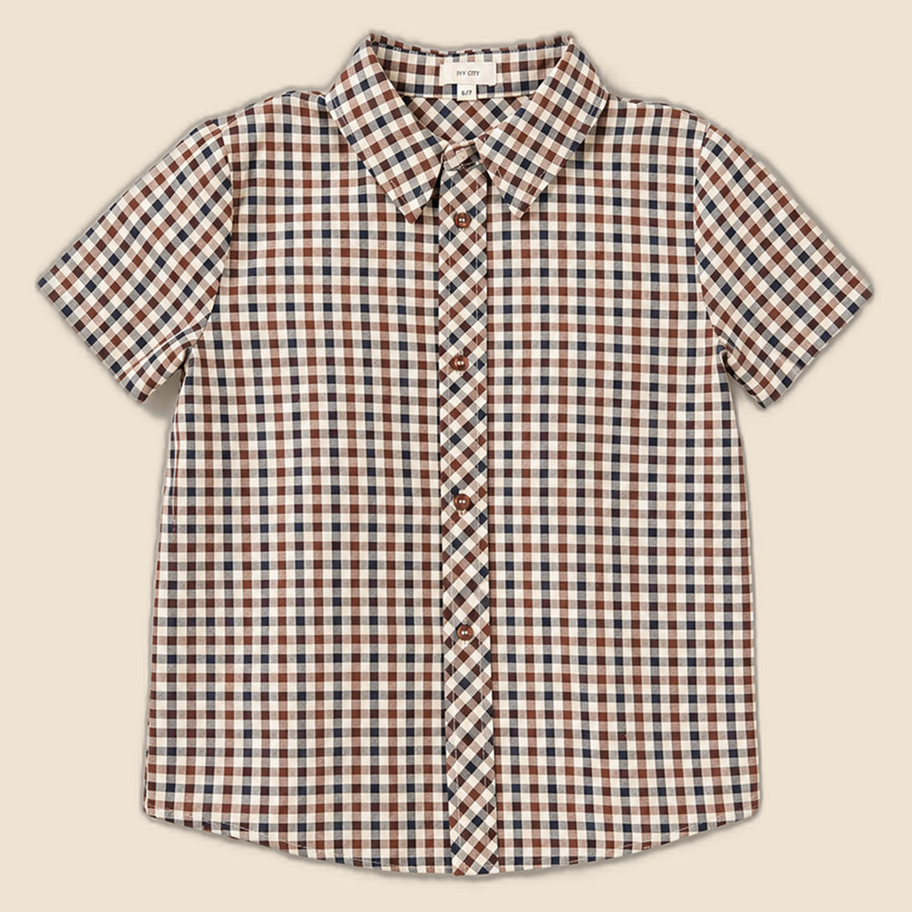 Boys James Shirt in Chestnut Gingham