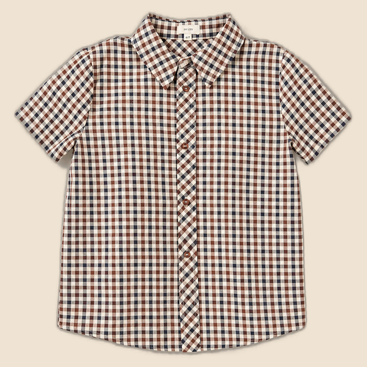 Boys James Shirt in Chestnut Gingham
