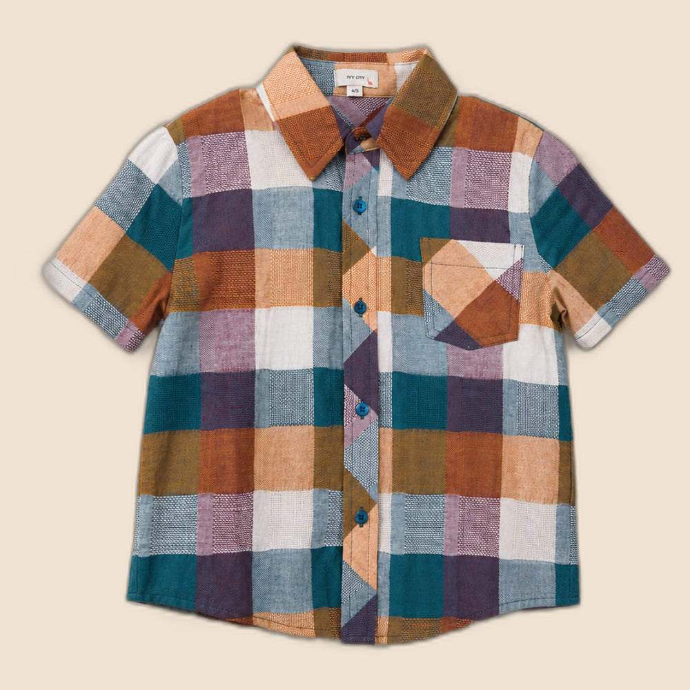 Boys James Shirt in Maize Gingham