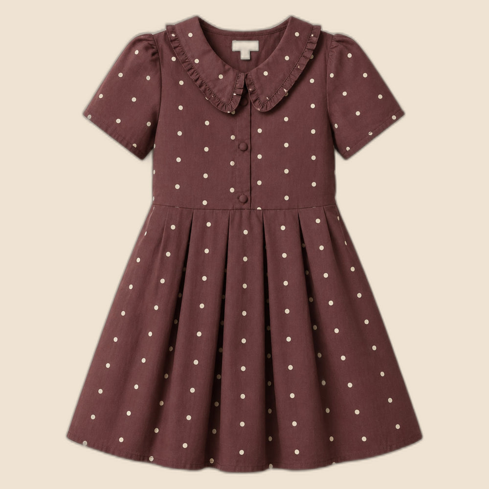 Mini Kit Dress in Warm Cocoa Dainty Dot