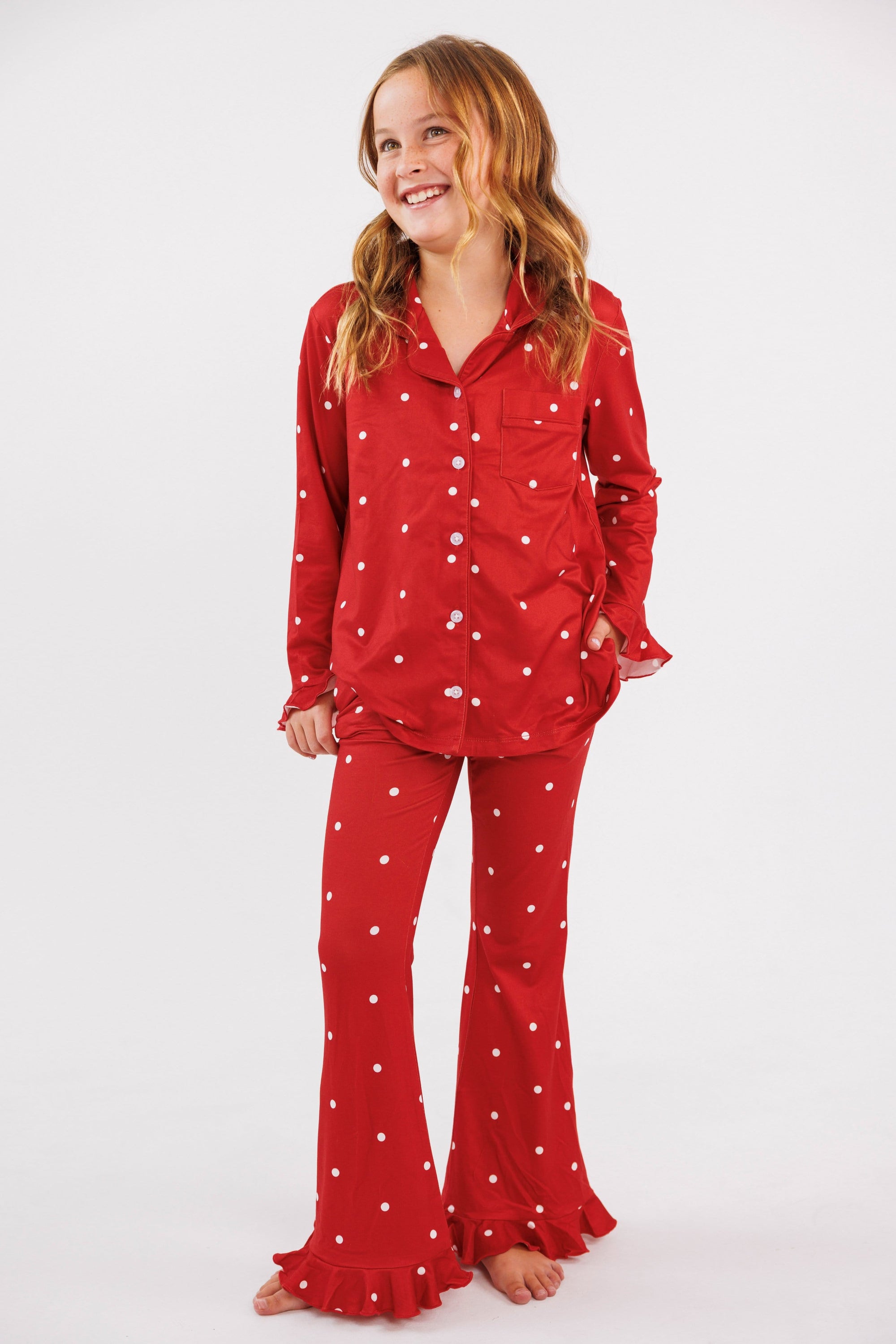 Ruby Polka Dot Kids Ruffle Flare Set