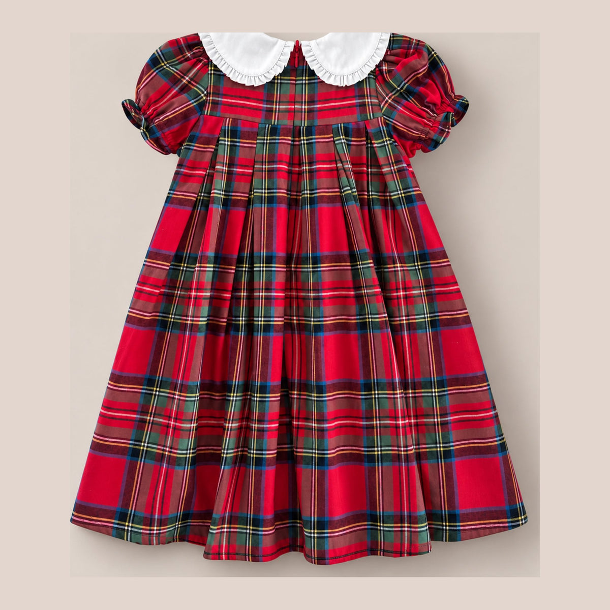 Mini Emery Dress in Holiday Plaid - front without collar view
