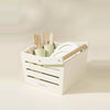 Wooden picnic basket packed