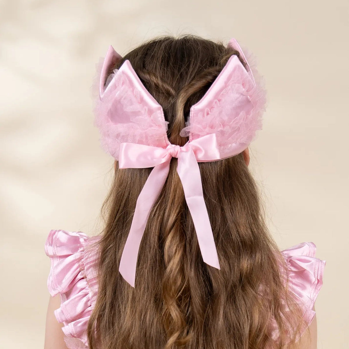 Pink satin princess crown with bow