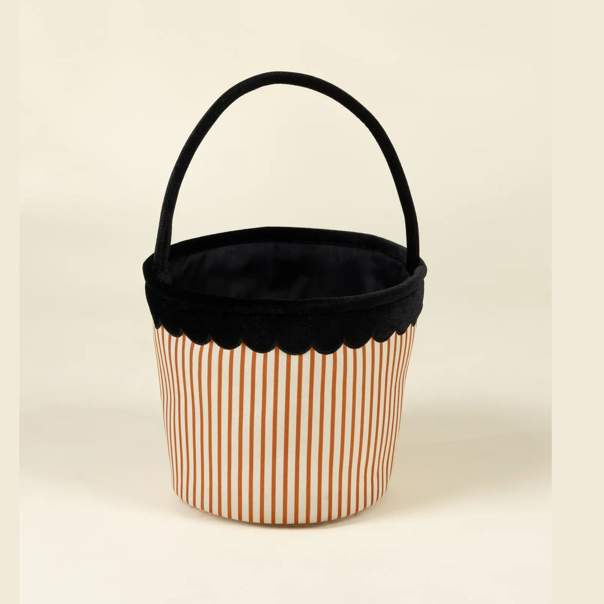 Coco Village Pumpkin Stripe Scalloped Fabric Treat Basket