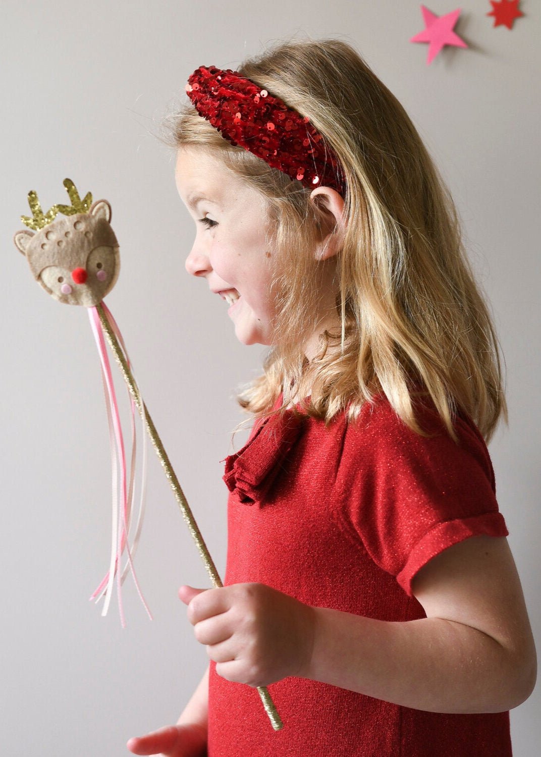 Sequin Velvet Headband Red detail