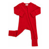 Red Ribbed Zip Romper - side view