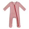 SIIX Collection Red Stripe Ribbed 2-Way Zip Footie