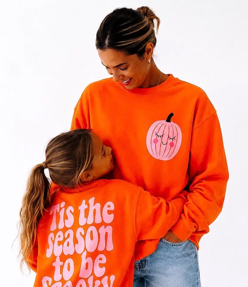 'Tis The Season To Be Spooky mom and daughter matching adult and kids pullover