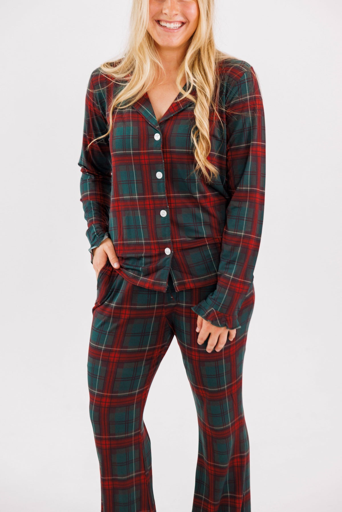 Holiday Heritage Plaid Women's Long Sleeve Ruffle Set