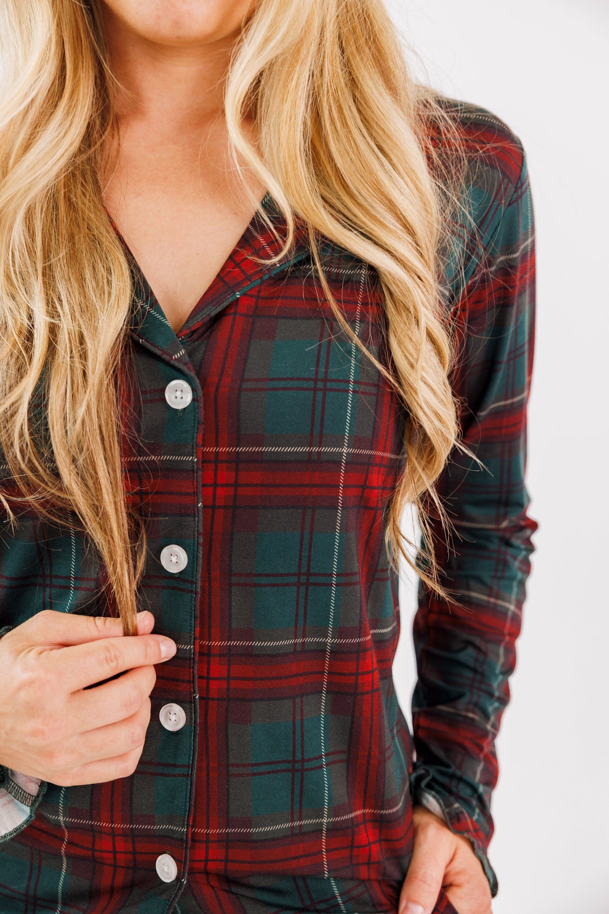 Holiday Heritage Plaid Women's Long Sleeve Ruffle Set detail
